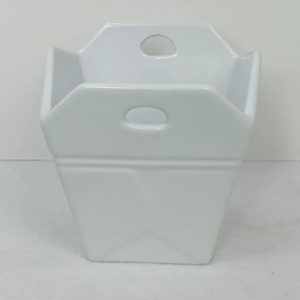 Ceramic Takeout Box Bowl White Fu Character Good Fortune Noodle Bowl 5.5in